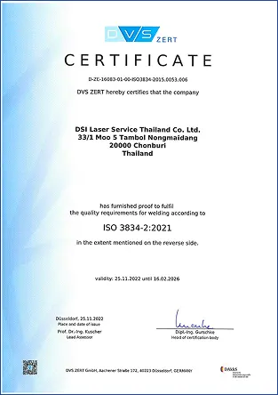 DVS ZERT Certificate ISO 3834-2:2021