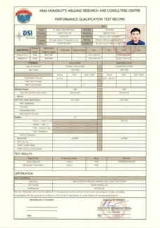 PL-Welder Performance Qualification Test Record certification acc. to AWS