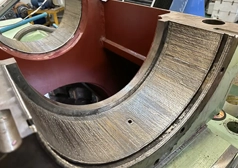 Cross-section of a repaired grey cast iron pump casing