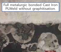 Full metallurgic bonded cast iron Pulse Laser Weld cross-section, without graphitisation