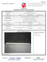Macrostructure testing report certifying the DSI M ST6 weld free from crack and undercut